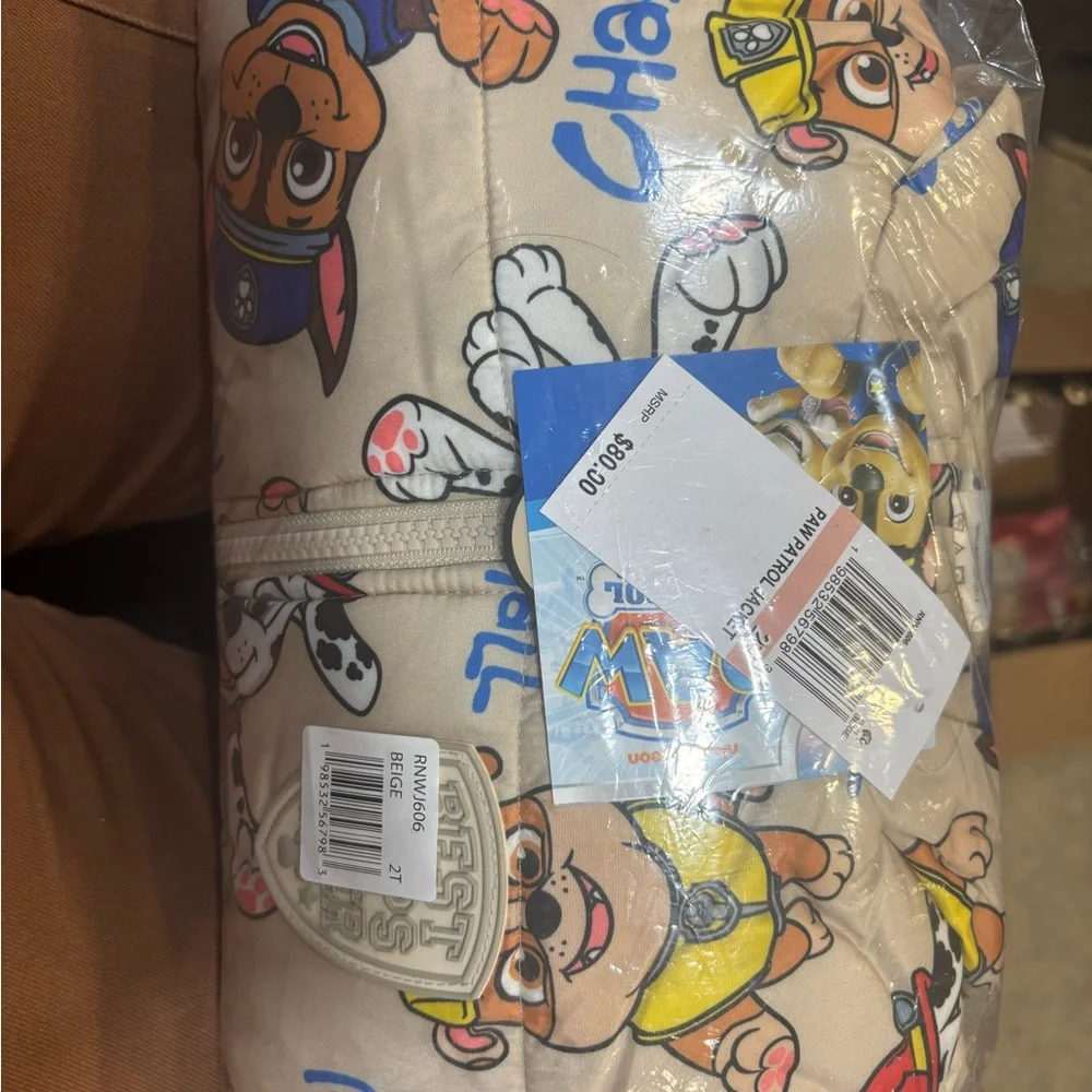 Macy's Kids Puffer Jacket with Cartoon Characters - Tan - Picture 4 of 4